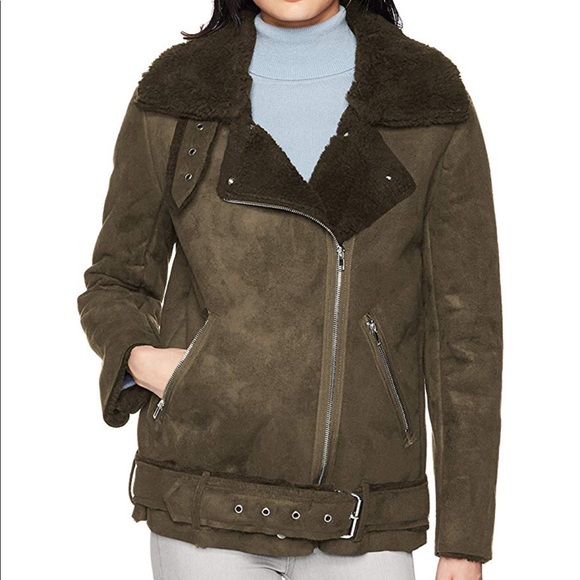 faux fur shearling biker jacket